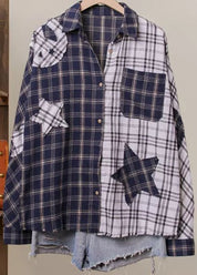 Rory Color Block Plaid Shirt with Patch Detail - Westly