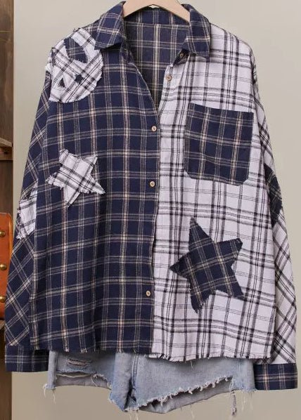 Rory Color Block Plaid Shirt with Patch Detail - Westly