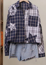 Rory Color Block Plaid Shirt with Patch Detail - Westly