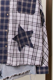 Rory Color Block Plaid Shirt with Patch Detail - Westly
