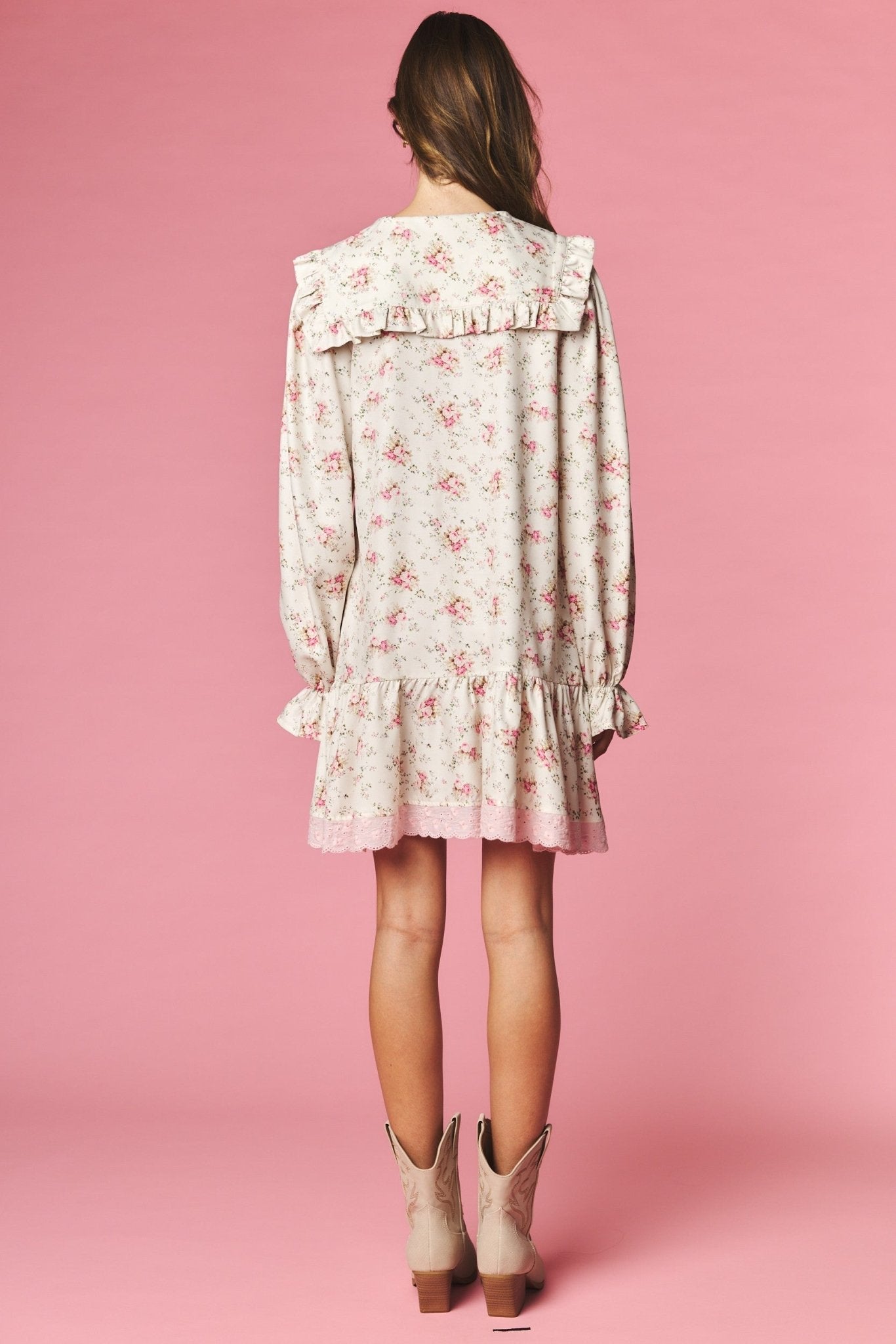 Rosalind Ruffle Collar Floral Mini Dress - Westly
