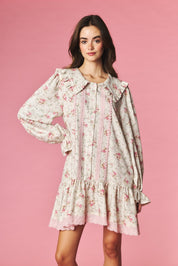 Rosalind Ruffle Collar Floral Mini Dress - Westly