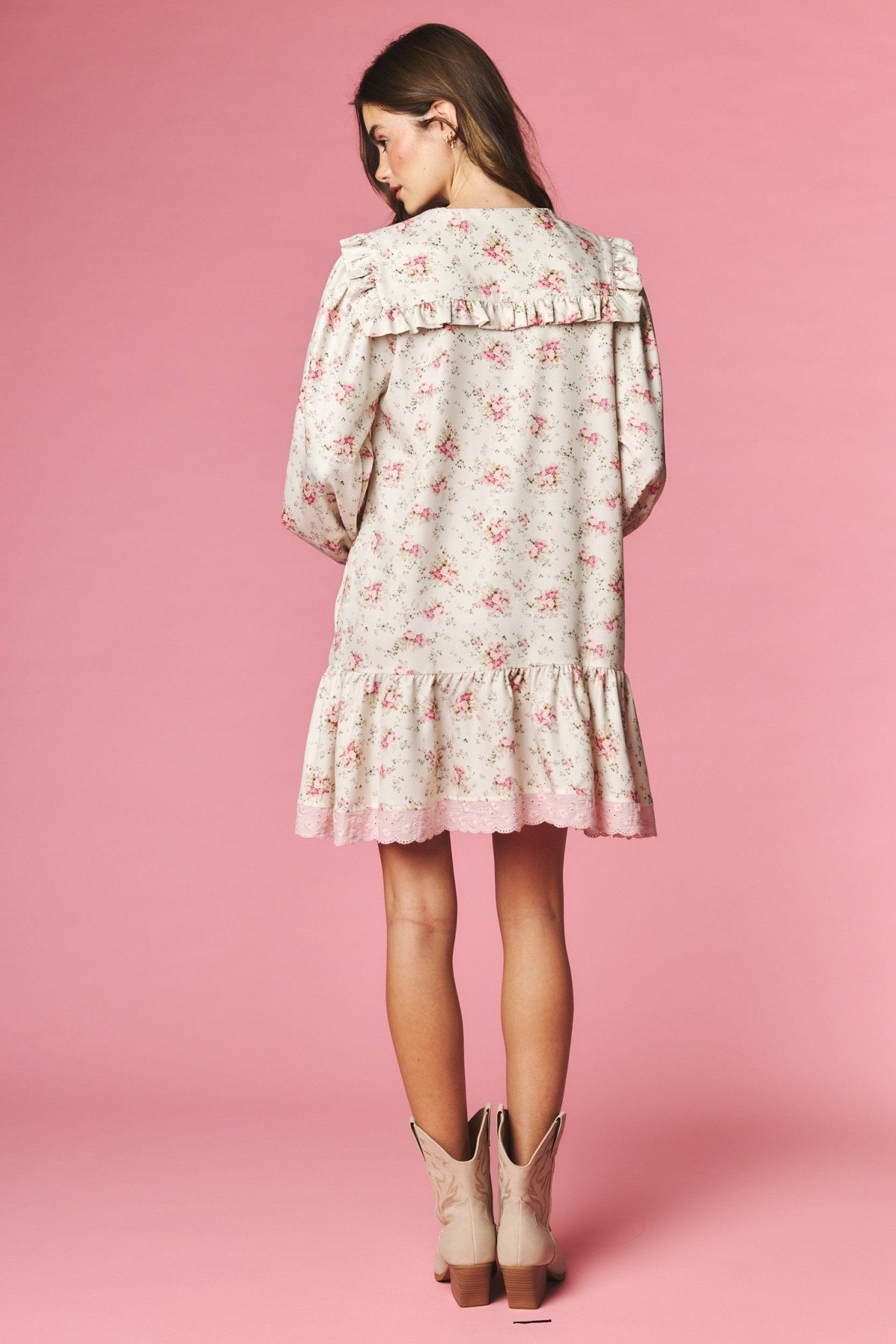Rosalind Ruffle Collar Floral Mini Dress - Westly