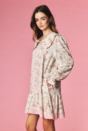 Rosalind Ruffle Collar Floral Mini Dress - Westly