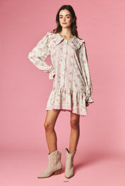 Rosalind Ruffle Collar Floral Mini Dress - Westly