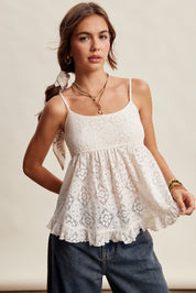 Rosaline Floral Lace Peplum Cami - Westly