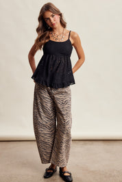 Rosaline Floral Lace Peplum Cami in Black, photo 9