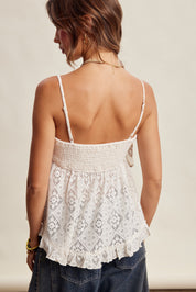 Rosaline Floral Lace Peplum Cami in Ivory, photo 8