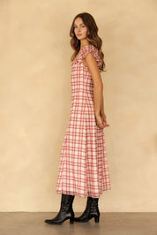 Rosamund Plaid Flutter Sleeve Dress - Westly