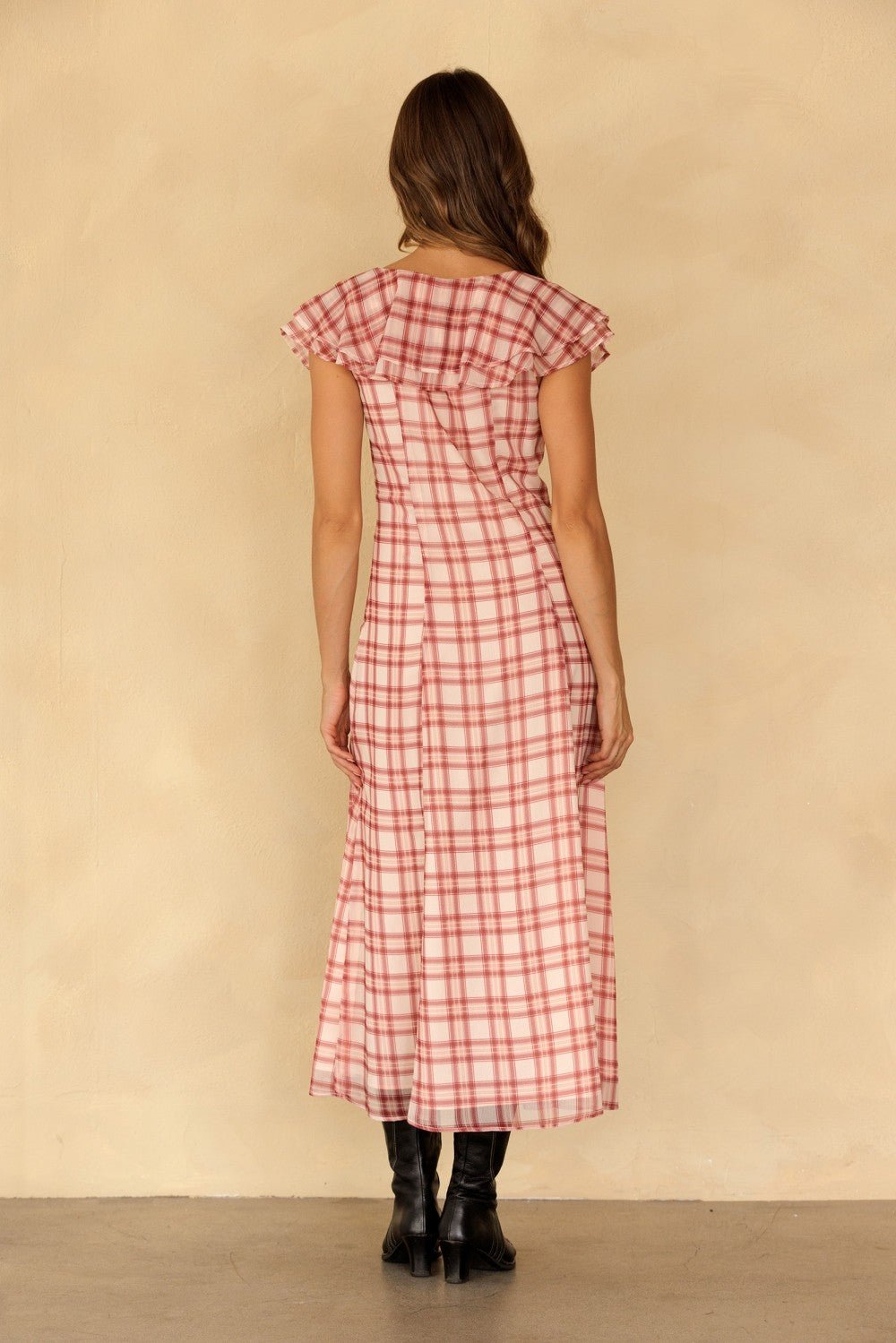 Rosamund Plaid Flutter Sleeve Dress - Westly