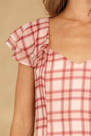 Rosamund Plaid Flutter Sleeve Dress - Westly