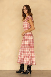 Rosamund Plaid Flutter Sleeve Dress - Westly