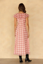 Rosamund Plaid Flutter Sleeve Dress - Westly