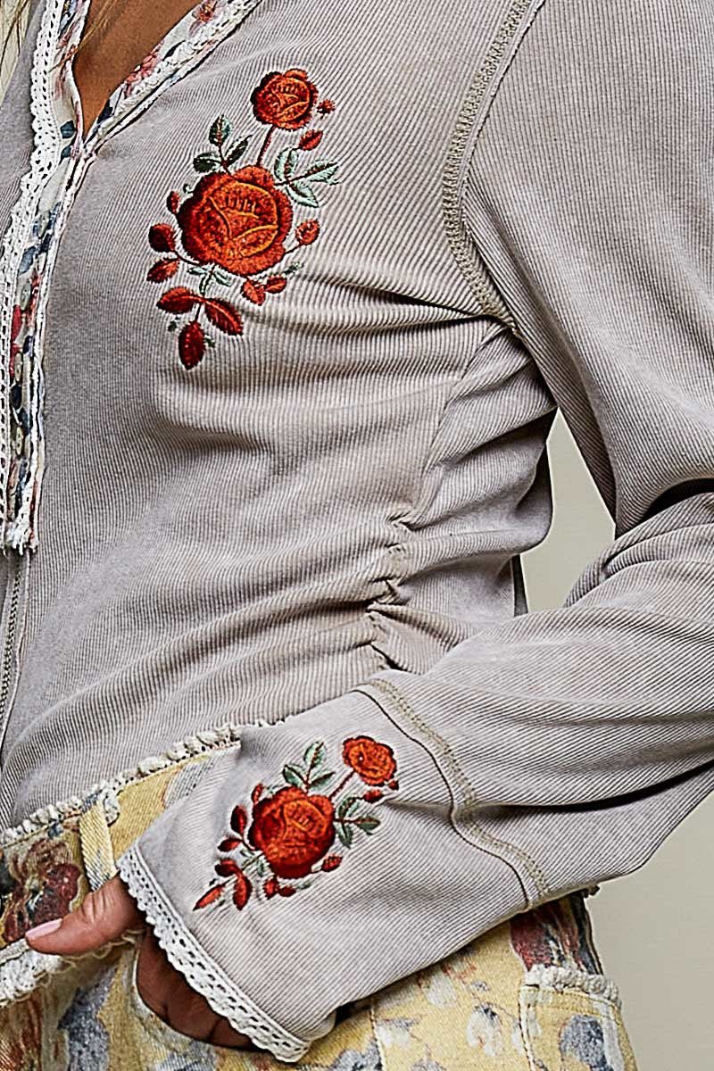 Rose & Thorn Ribbed Henley - Westly