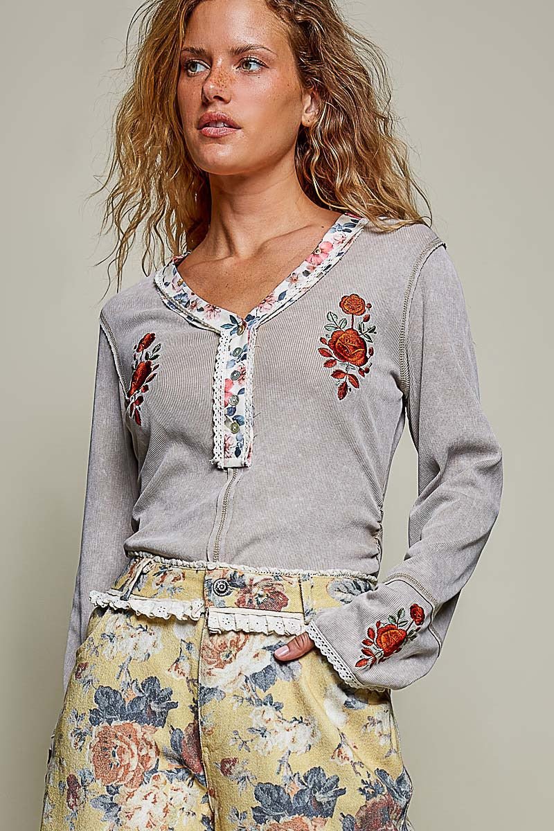 Rose & Thorn Ribbed Henley - Westly