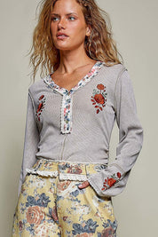 Rose & Thorn Ribbed Henley - Westly