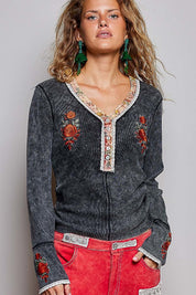 Rose & Thorn Ribbed Henley - Westly