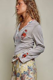 Rose & Thorn Ribbed Henley - Westly