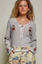 Rose & Thorn Ribbed Henley - Westly