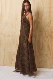 Sableline Leopard Maxi Dress - Brown Black Animal