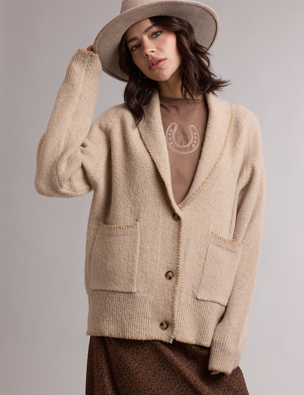Saddle Lounge Shawl Collar Cardigan - Westly