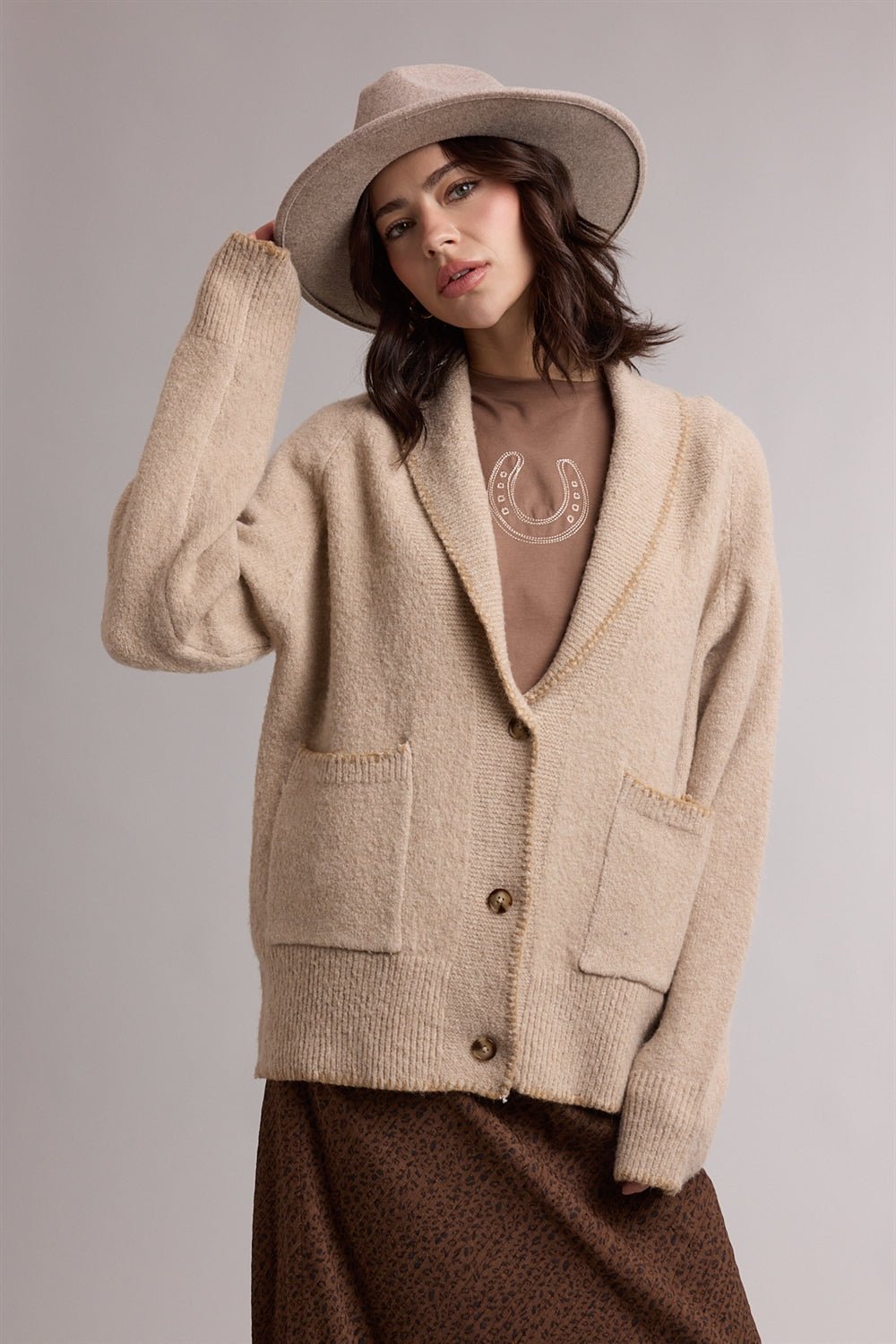 Saddle Lounge Shawl Collar Cardigan - Westly