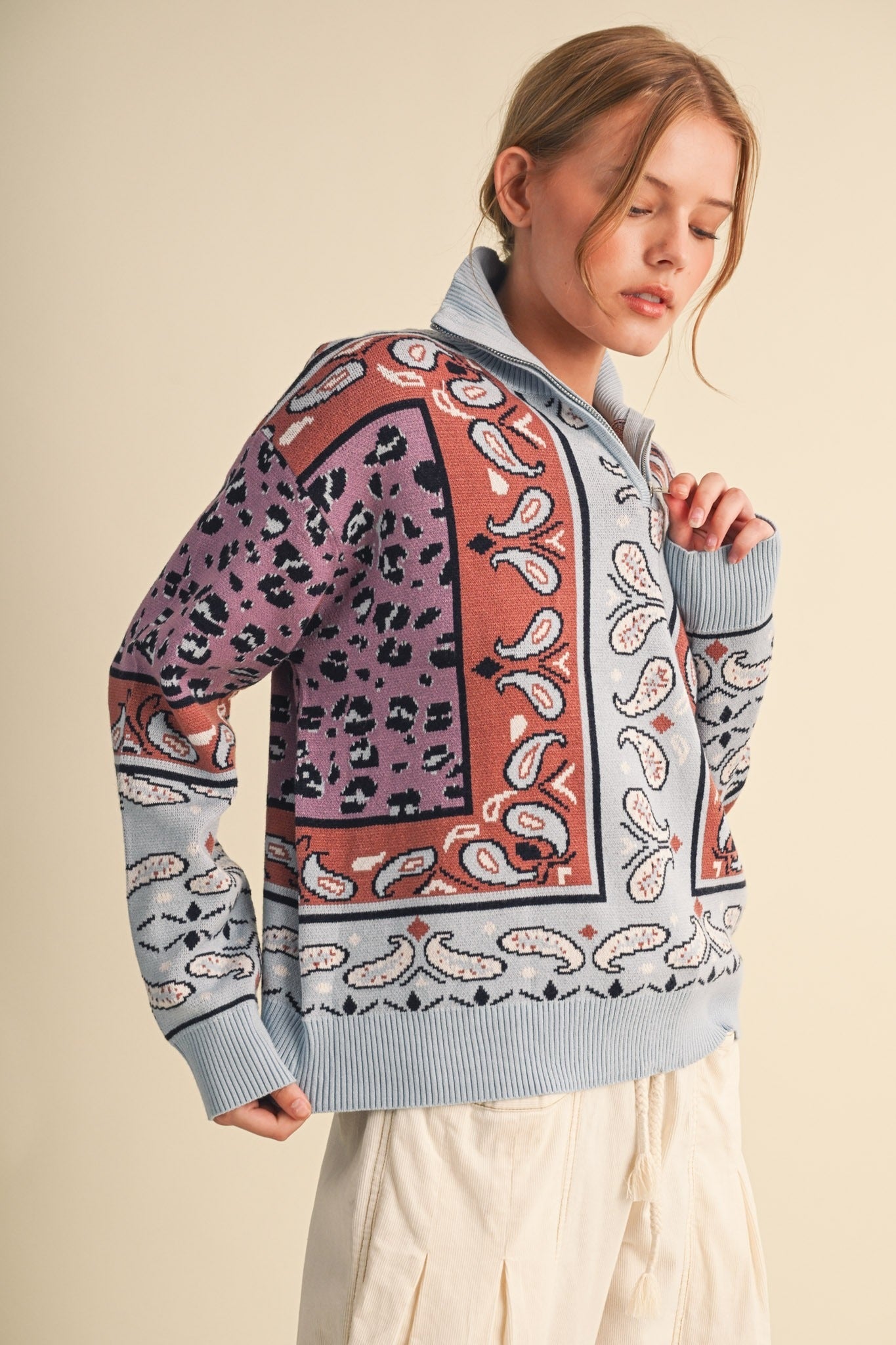 Saddle Ridge Half-Zip Mock-Neck Sweater - Westly