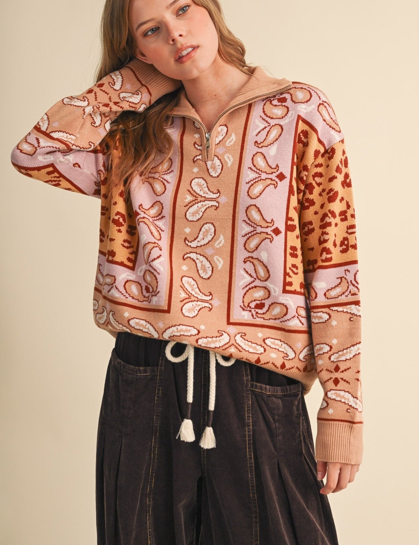 Saddle Ridge Half-Zip Mock-Neck Sweater - Westly