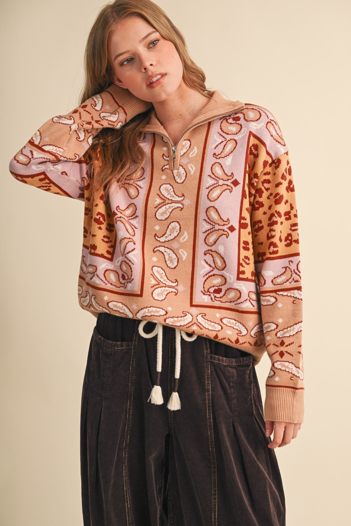 Saddle Ridge Half-Zip Mock-Neck Sweater - Westly