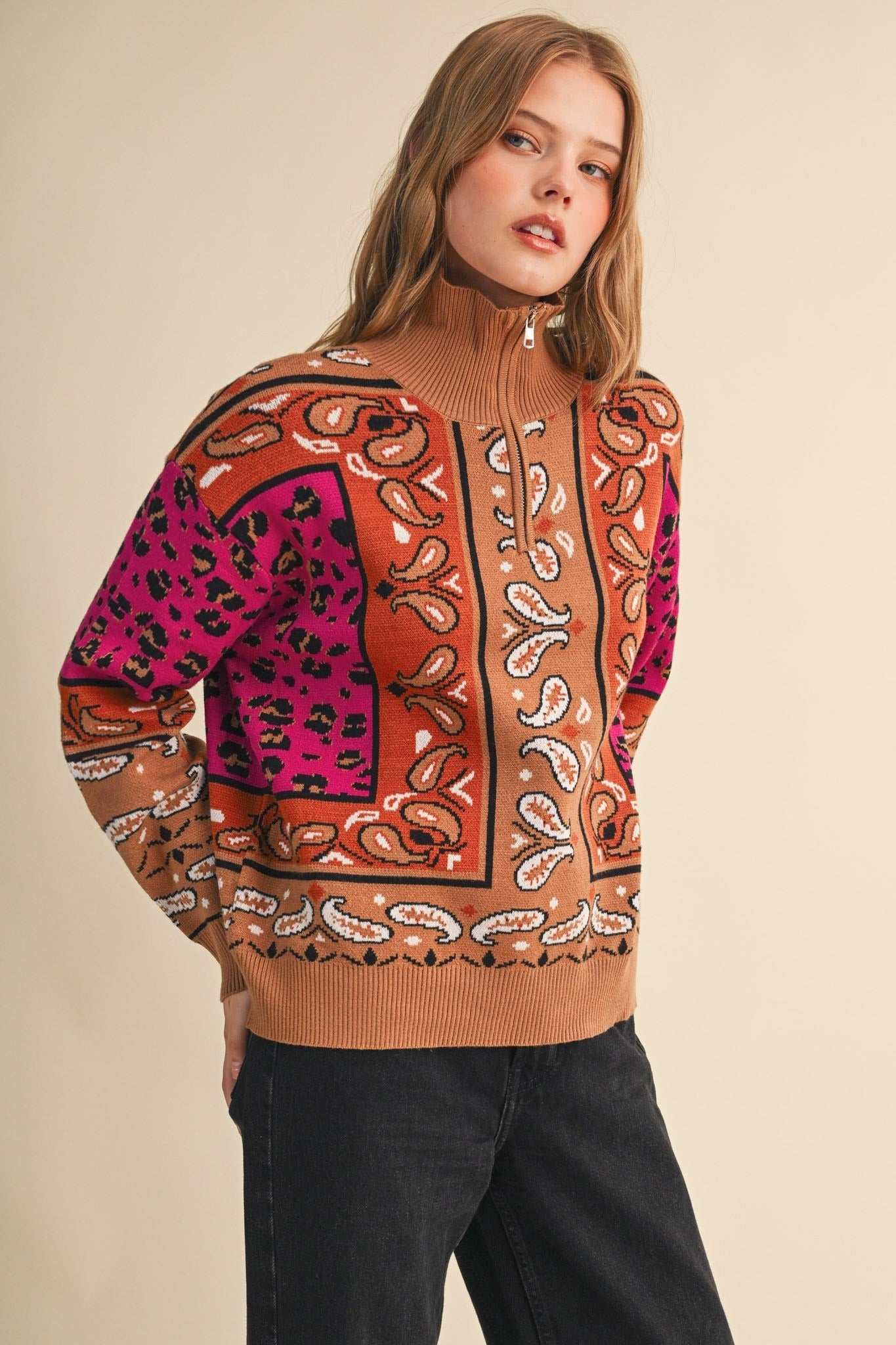 Saddle Ridge Half-Zip Mock-Neck Sweater - Westly