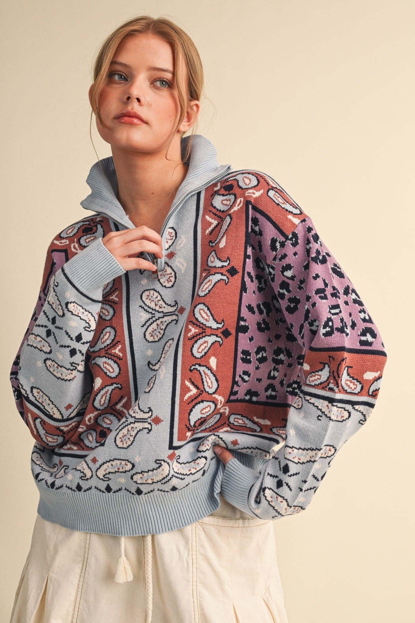 Saddle Ridge Half-Zip Mock-Neck Sweater - Westly