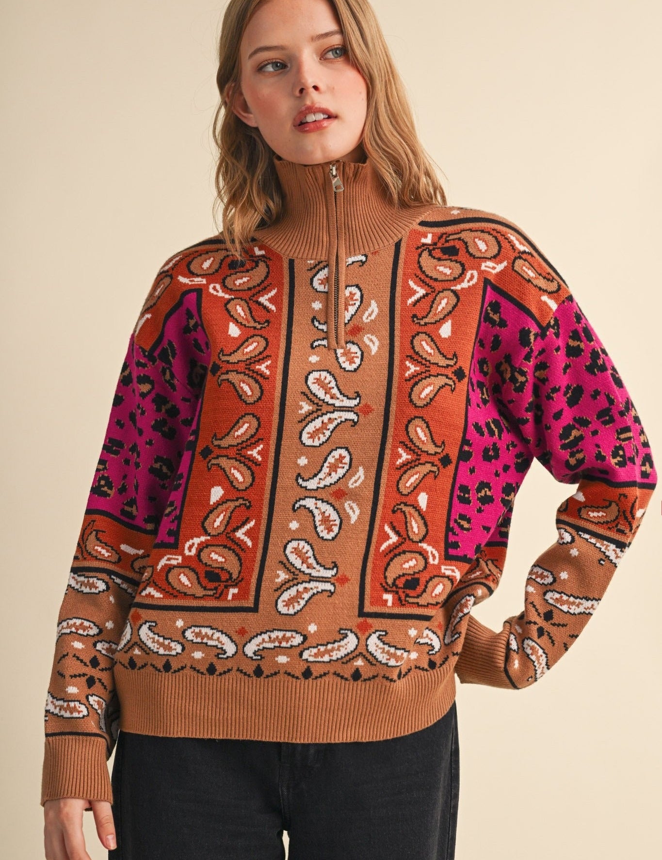 Saddle Ridge Half-Zip Mock-Neck Sweater - Westly