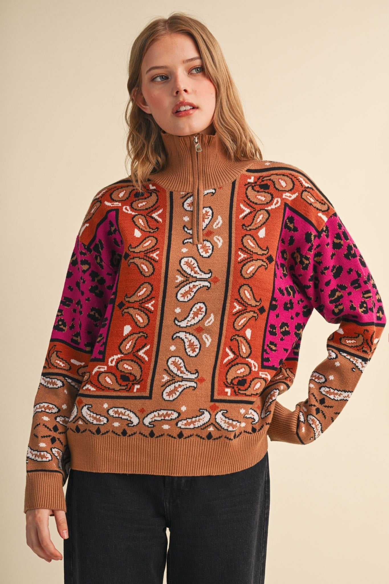 Saddle Ridge Half-Zip Mock-Neck Sweater - Westly
