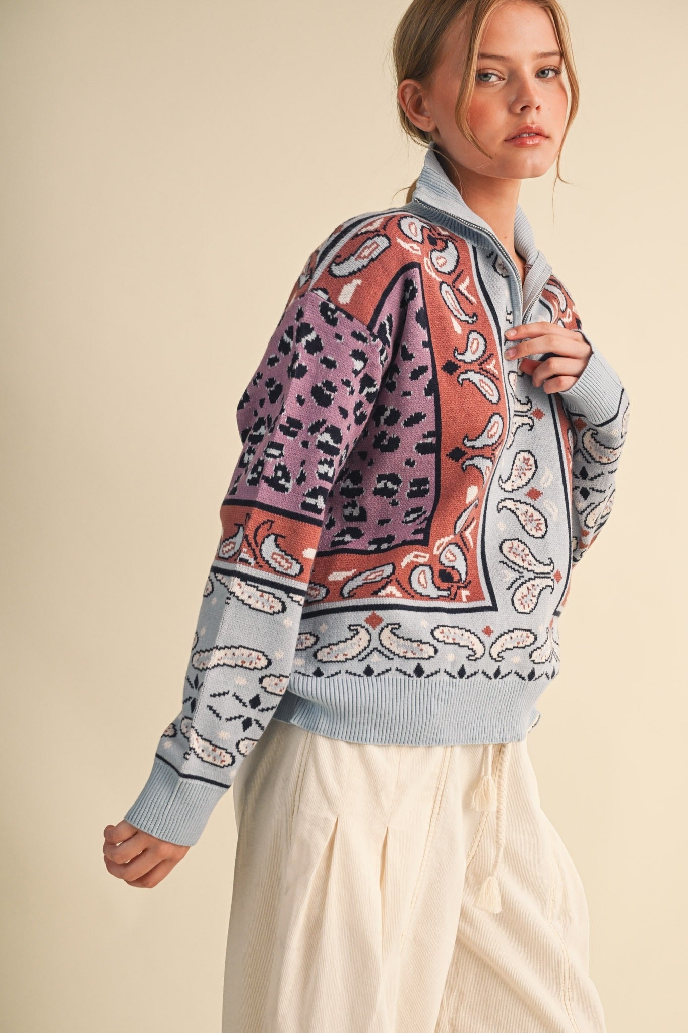 Saddle Ridge Half-Zip Mock-Neck Sweater - Westly