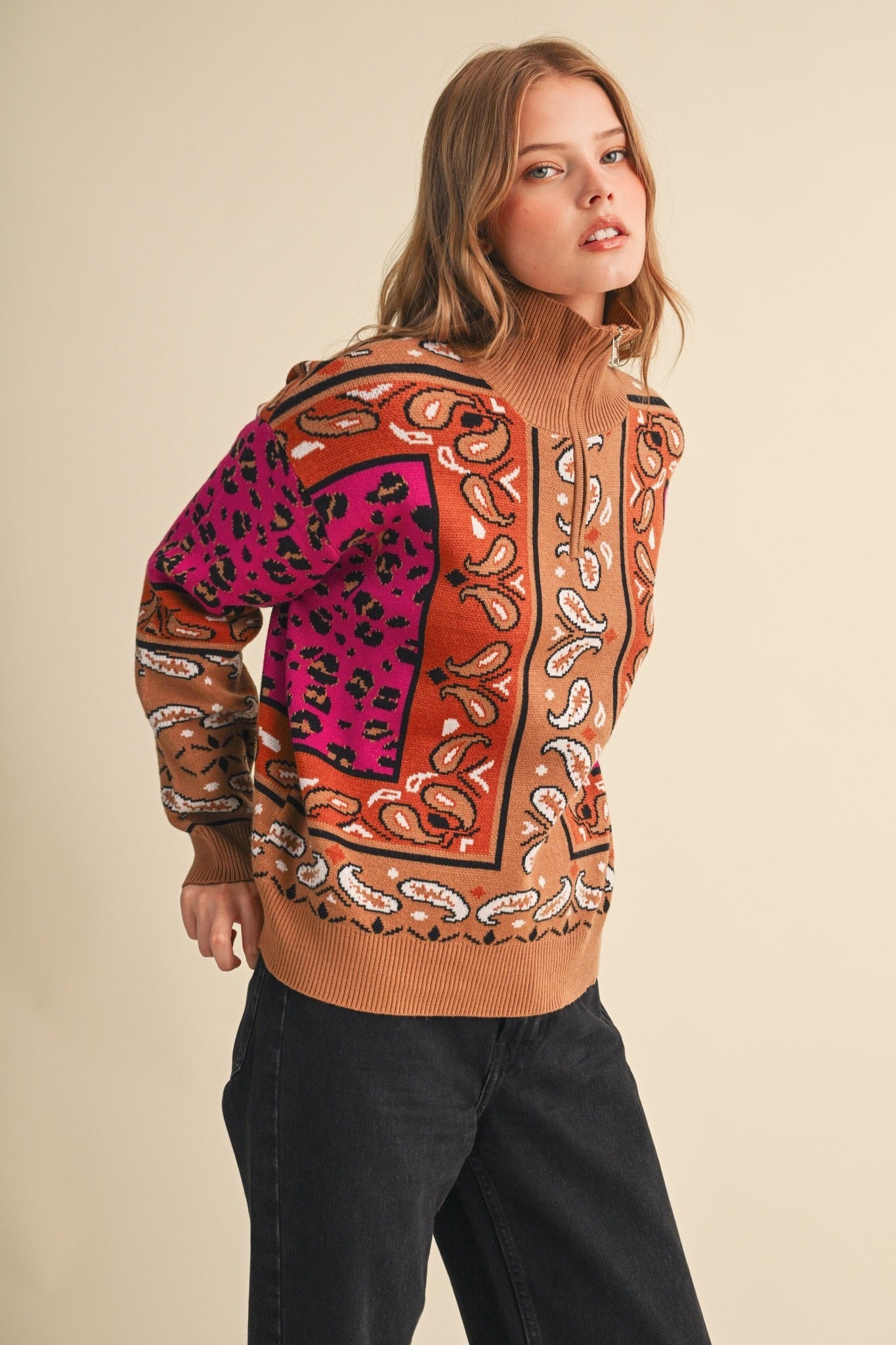 Saddle Ridge Half-Zip Mock-Neck Sweater - Westly