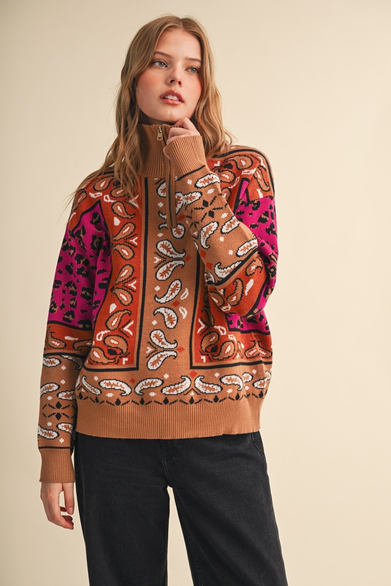 Saddle Ridge Half-Zip Mock-Neck Sweater - Westly
