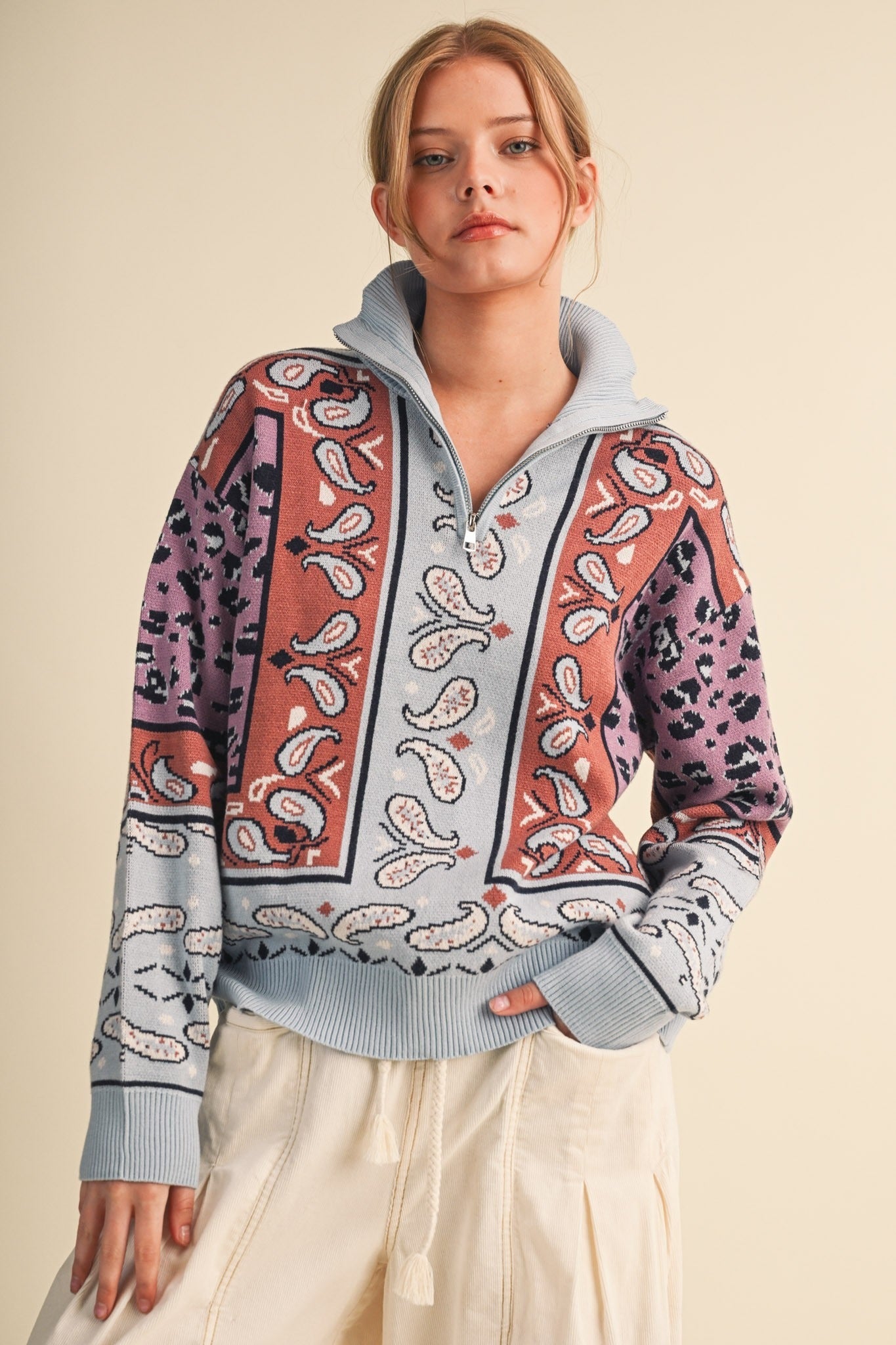 Saddle Ridge Half-Zip Mock-Neck Sweater - Westly