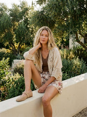 Saffron Paisley Embroidered Smocked Shorts - Westly