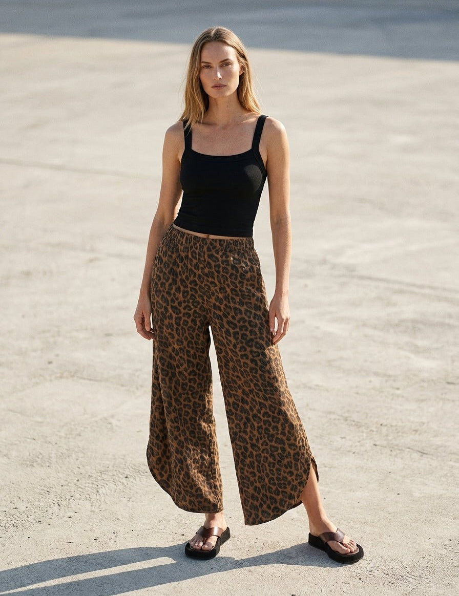 Sahara Leopard Print Tulip Hem Pants - Westly