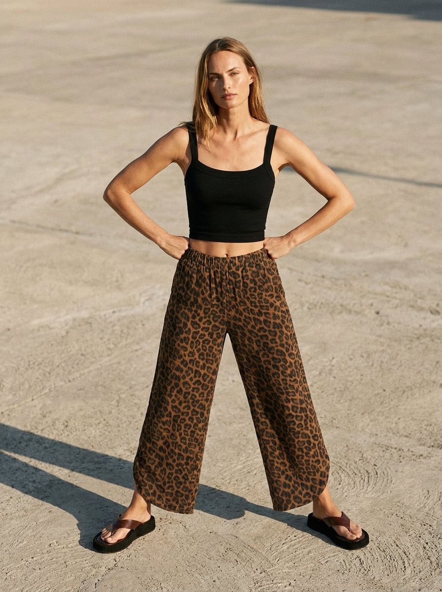 Sahara Leopard Print Tulip Hem Pants - Westly