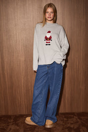 Saint Nick Rolled Mock Neck Sweater in Heather Grey, product photo 3