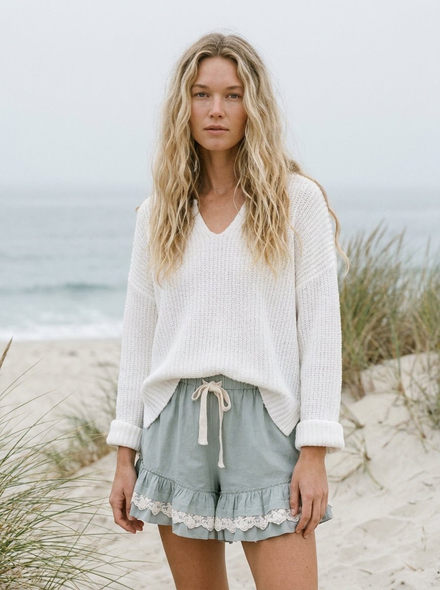 Salt Air Lace Trim Ruffle Shorts - Westly