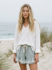 Salt Air Lace Trim Ruffle Shorts - Westly