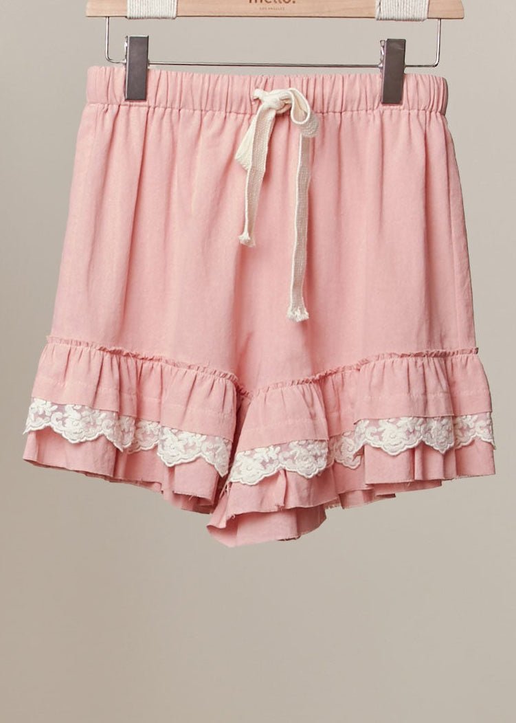 Salt Air Lace Trim Ruffle Shorts - Westly
