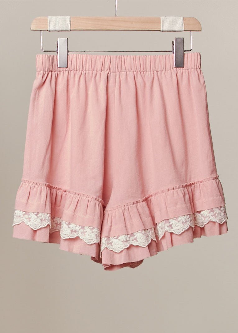 Salt Air Lace Trim Ruffle Shorts - Westly