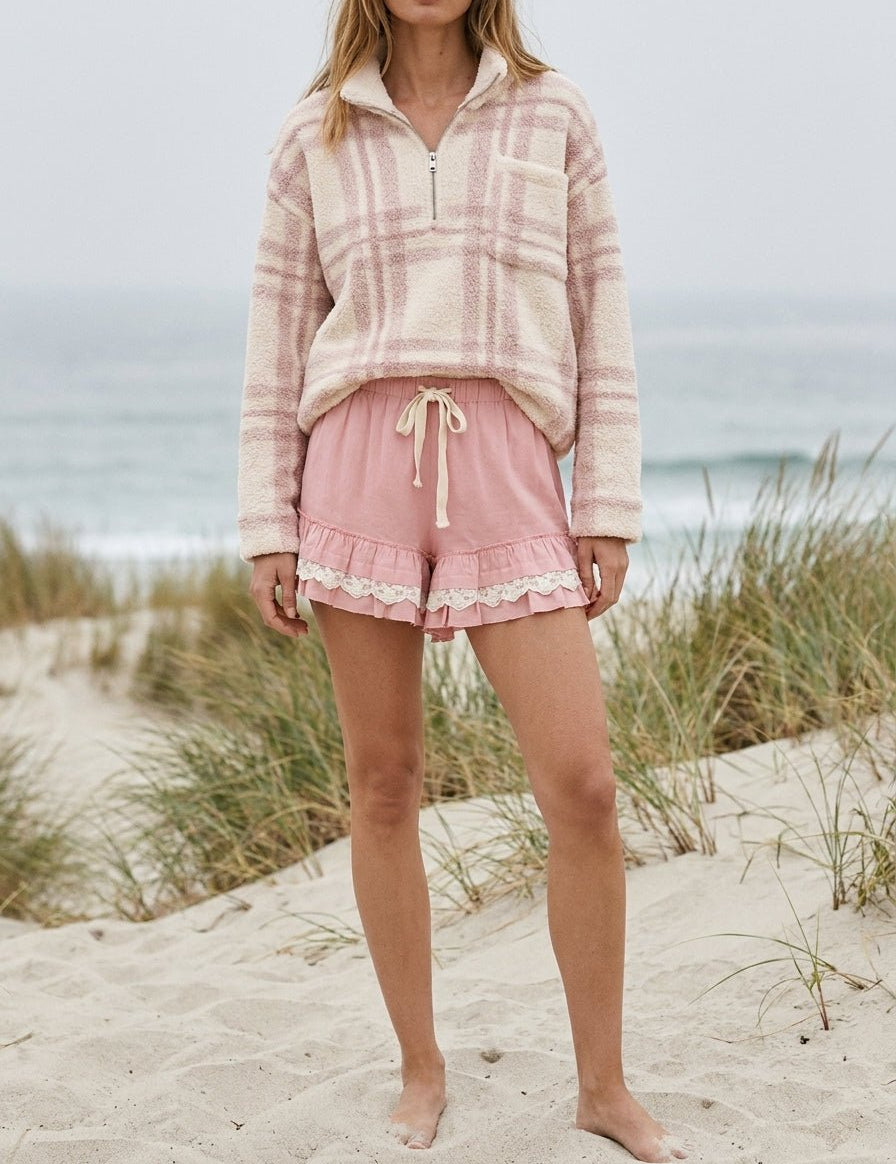 Salt Air Lace Trim Ruffle Shorts - Westly