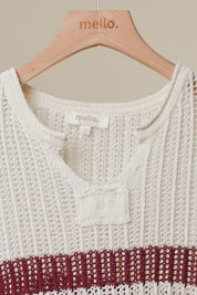 Saltwater Striped Crochet Open Knit Top - Westly