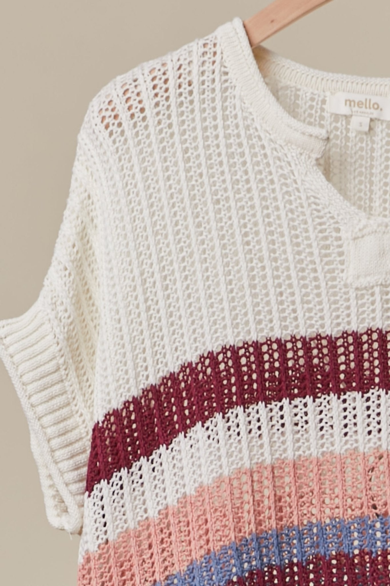 Saltwater Striped Crochet Open Knit Top - Westly