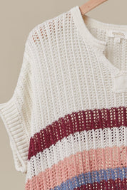 Saltwater Striped Crochet Open Knit Top - Westly