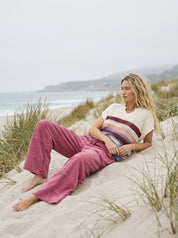 Saltwater Striped Crochet Open Knit Top - Westly